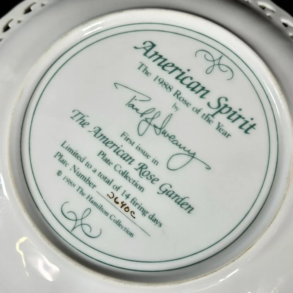 Hamilton Collection American Rose Garden American Spirit Artist Signed Plate